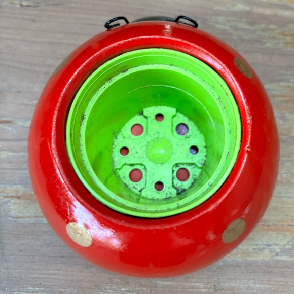 Rocket Farms Red Lovebug Ladybug Mini Planter Gold Polka Dots - Picture 6 of 10